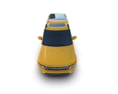 sarı modern araba beyaz arka planda izole