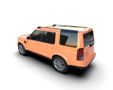 beyaz arkaplandaki modern SUv 3 boyutlu görüntüleme
