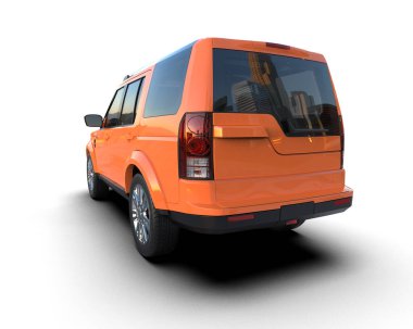 beyaz arka planda turuncu araba, 3 boyutlu resim