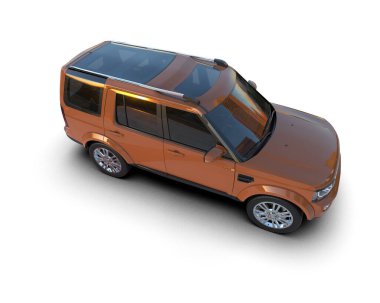 modern SUv beyaz arkaplanda izole edildi. 3d görüntüleme - illüstrasyon