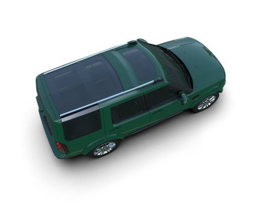 Siyah cam kaplamalı yeşil modern lüks SUV.