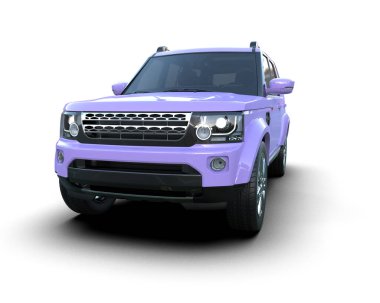 SUV mor modern yol - araba - beyaz arka planda izole