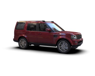 Beyaz arka planda modern bir araba. 3d oluşturma