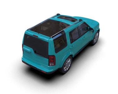 Modern araba arka planda izole edilmiş. 3D görüntüleme - illüstrasyon