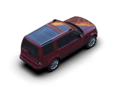 Beyaz bir arka plan üzerinde modern kırmızı araba.