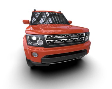 kırmızı araba beyaz arkaplanda izole edildi