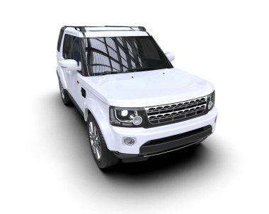 beyaz araba beyaz zemin üzerine izole