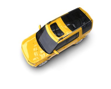 Sarı modern uzun kuyruklu araba.