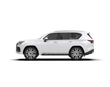 Modern araba arka planda izole edilmiş. 3D görüntüleme - illüstrasyon