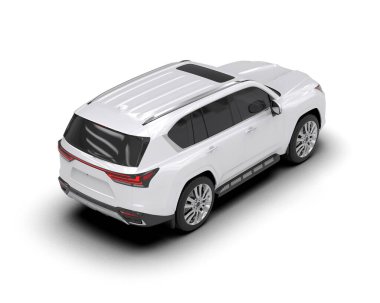 Beyaz arka planda modern SUV. 3d oluşturma