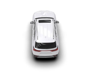 Beyaz SUV arabası. 3d oluşturma