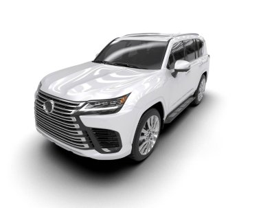 Modern araba siyah camlı beyaz bir arka planda izole edilmiş. 3d oluşturma.