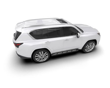 Tasarımınız için boş ekranlı gümüş SUV. 3d oluşturma