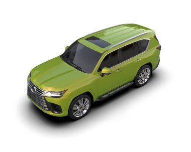 Beyaz arka planda gölgesi olan modern şehir arabası.