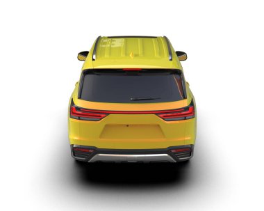 Sarı araba beyaz arkaplanda izole edildi