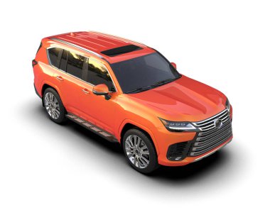 modern SUv ailesi kırpma yolu ile beyaz arkaplanda izole edildi.