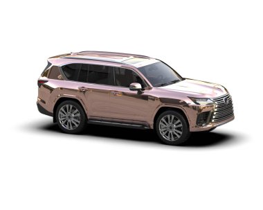 Beyaz arka planda birinci sınıf lüks bir araba. 3D görüntüleme. 3d illüstrasyon.