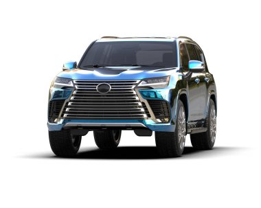 Lüks modern araba. Beyaz arka planda izole edilmiş. 3d oluşturma