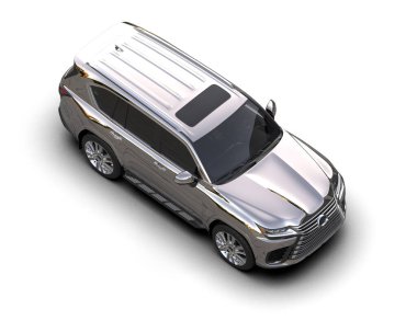 Beyaz arka planda gümüş aile arabası