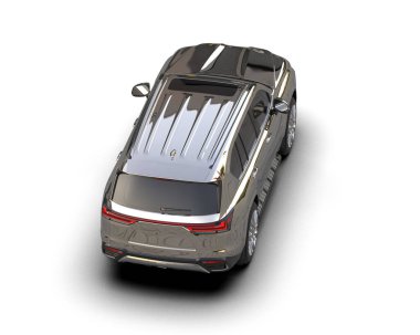 Modern araba beyazda izole edilmiş. 3D görüntüleme - illüstrasyon