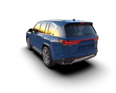 Bir markanın 3 boyutlu görüntülemesi - daha az genel SUV arabası beyaz arkaplanda izole edildi