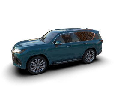 Stüdyo ortamında markasız bir SUV 'un 3 boyutlu çizimi
