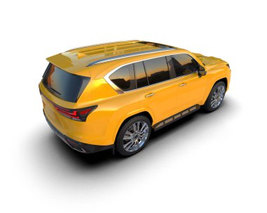 Beyaz arka planda bir araba. 3d illüstrasyon