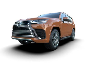 modern araba kırpma yolu ile beyaz arka planda izole edildi. 3d oluşturma