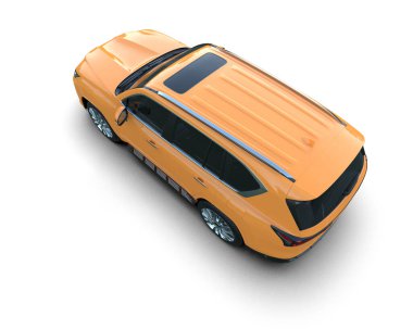 Beyaz arka planda turuncu modern şehir arabası. 3d oluşturma.