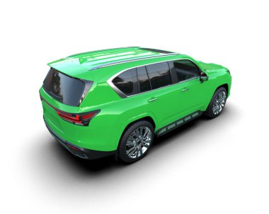 Modern yeşil spor jip - aile - 3D görüntüleme