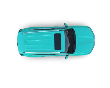 Beyaz arka planda modern mavi araba. 3d oluşturma.