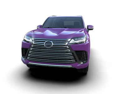 beyaz arkaplanda mor bir araba