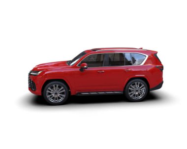 Kırmızı araba beyaz arka planda izole edildi