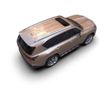 Beyaz arka planda modern lüks bir araba. 3 Boyutlu Hazırlama