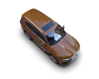 Beyaz arkaplandaki arabanın 3 boyutlu resmi