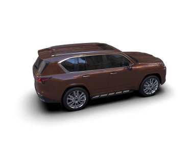 SUV beyaz yolda izole edildi. 3d oluşturma -