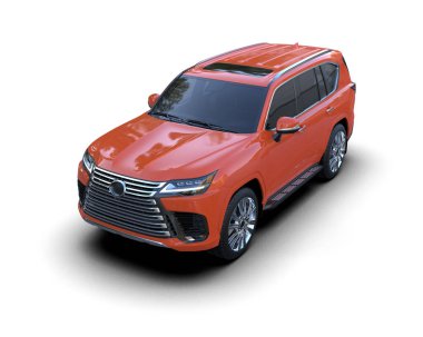 Beyaz izole edilmiş stüdyo arka planında daha az genel bir SUV 'un 3 boyutlu görüntülenmesi