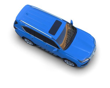 Beyaz arkaplanlı, gölgeli 3 boyutlu bir araba.