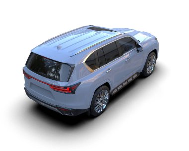 Gri arkaplanda izole edilmiş SUV aracı