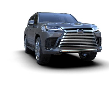 modern araba beyaz arkaplanda izole edilmiş 3 boyutlu görüntüleme