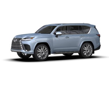 Gri arka planda modern lüks araba 3 boyutlu illüstrasyon