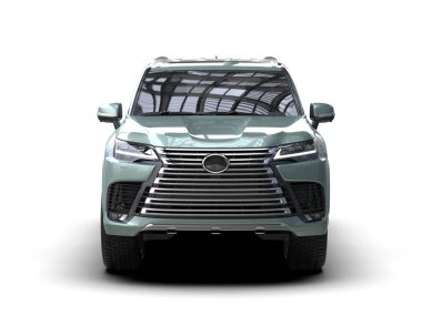 Beyaz arka planda gölgeli modern bir araba. 3d oluşturma