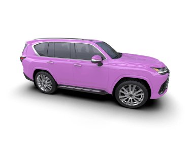 Güzel pembe arabası olan modern pembe bir cip. 3 Boyutlu Hazırlama