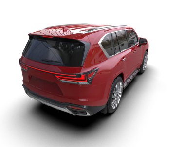 Modern araba beyazda izole edilmiş. 3D görüntüleme - illüstrasyon