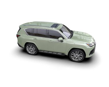 Beyaz arka planda camdan yüzeyi olan modern bir araba. 3d oluşturma