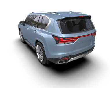 modern SUv kırpma yolu ile beyaz arkaplanda izole edildi. 3d oluşturma