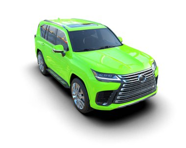 Beyaz arka planda yeşil modern araba