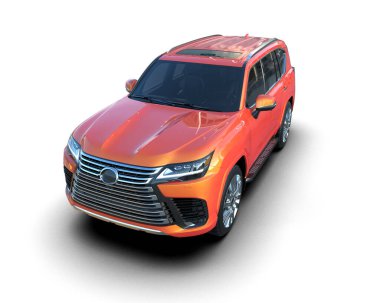 modern şehir arabası beyaz zemin üzerinde izole edilmiş 3 boyutlu görüntüleme