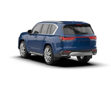 modern araba kırpma yolu ve gölgesi ile beyaz arkaplanda izole edilmiş - 3d oluşturma