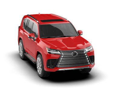 Modern şehir arabası kırpma yolu ile beyaz arka planda izole edildi. 3d oluşturma